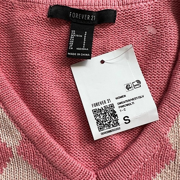 ⚡️NWT⚡️Forever 21 Pink Argyle Vest - Women’s Size Small - Picture 4 of 4